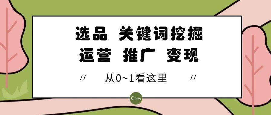选品，关键词挖掘，运营，推广，变现，从0~1看这里！