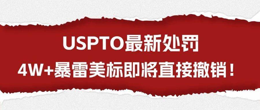 零容忍！USPTO宣告最新处罚，4W+暴雷美标直接撤销！